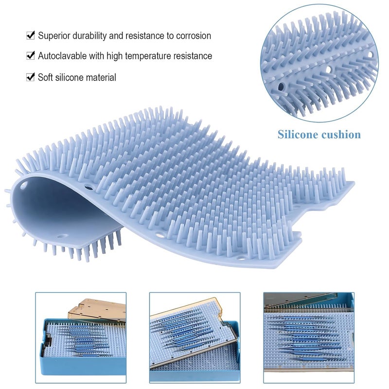 REEHUT Double Layer Autoclavable Instruments Storage Box Instruments Sterilization Tray Case with Silicone Mat - Image 3